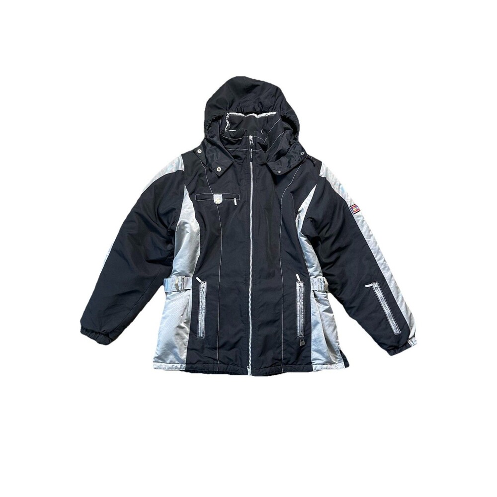 Nils Ski Jacket Women's 10 Hooded Black Snowboard Skiing Winter Coat Retro 2000s